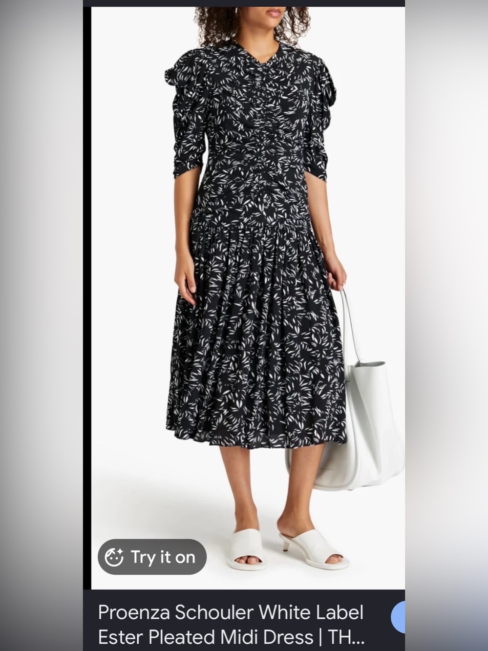 Proenza Schouler Black and White Pleated Midi Dress